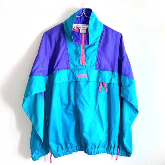 Columbia Pullover Windbreaker Neon Shell - Picture 1 of 6